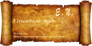 Einvachter Nyék névjegykártya